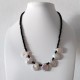 Natural Faceted Onyx Stone Necklace with White Coin Pearls