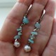 Handmade Drop Earrings with Blue Amazonite and Freshwater Pearl