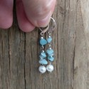 Handmade Drop Earrings with Blue Amazonite and Freshwater Pearl