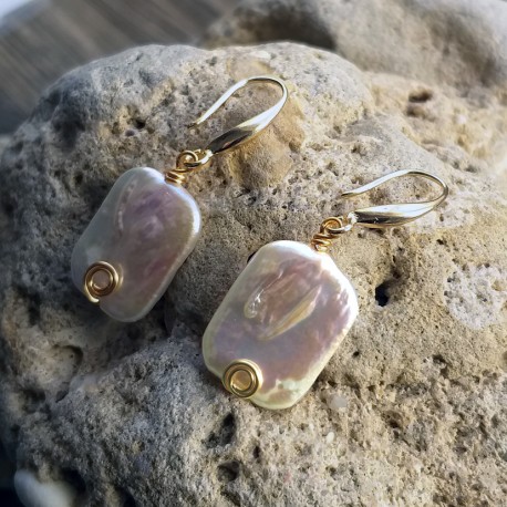 Natural Freshwater Baroque Pearl Dangle Earrings with Gold Metal Wire