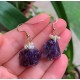 Raw Mineral Wire Wrapped Natural Amethyst and Mini Pearls Earrings