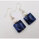 Natural Blue Sodalite and Freshwater Pearl Earrings
