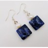 Pendientes artesanales con sodalita y perla