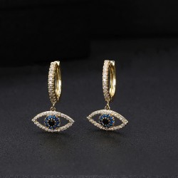 Evil Eye Hoop Earrings with Cubic Zirconia Crystals