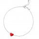 Minimalist Style Red Heart Sterling Silver Bracelet