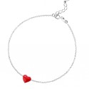 Minimalist Style Red Heart Sterling Silver Bracelet
