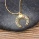 Rainbow Zircon Crystals Moon Pendant Fashion Necklace