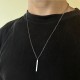 Stainless Steel Rectangular Pendant Necklace for Men