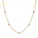 Gold Chain Chokers Necklace witn Cubic Circonis Rainbow Crystals