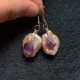 Big Irregular Baroque Pearl Earrings with Raw Amethyst Natural Stone