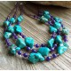 Original Rough Turquoise and Faceted Amethyst Beads Necklace
