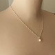 Silver Chain Fine Necklace with Small Natural Pearl Pendant