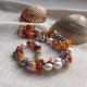 Collar corto de piedras naturales multicolor y perlas acrílicas