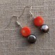 Sterling Silver Hook Earrings with Natural Coral and Freshwater Pearl