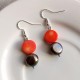 Sterling Silver Hook Earrings with Natural Coral and Freshwater Pearl