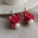 Original Handmade Red Coral Earrings with Big Natural Pearl