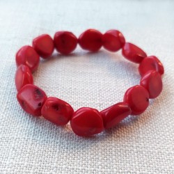 Natural Red Coral Bracelet with Disc Shape Beads