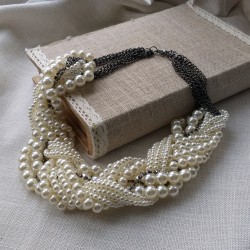 Maxi collar de perlas blancas