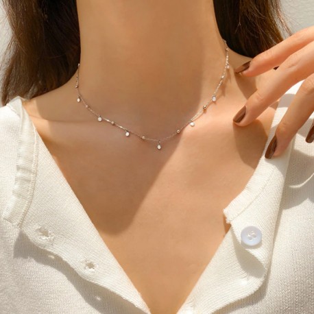 Minimalist Style Round Bead Discs Choker Necklace