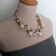 Fashion Necklace with Big and Small Pearls and Crystals 