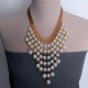 Multilayer Statement Necklace Pearl Cascade