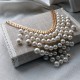 Multilayer Statement Necklace Pearl Cascade