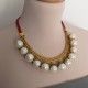 Vintage Metal with Chunky Pearls Beads Necklace 