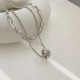 Set de collares de moda en metal plateado con colgante anillo