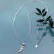 925 Sterling Silver Delicate Tree Leaf Pendant Necklace with Cubic Zircon