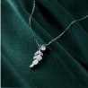 925 Sterling Silver Delicate Tree Leaf Pendant Necklace with Cubic Zircon