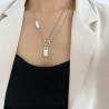 Collar de moda mujer de metal plateado y perla Biwa acrílica