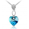 Necklace with Purple or Blue Crystal Heart Pendant