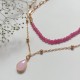 Fashion Mulitlayer Choker Necklaces Set with Natural Pink Stones
