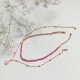Fashion Mulitlayer Choker Necklaces Set with Natural Pink Stones