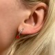 Minimalist Style Women Enamel Hoop Silver Earrings With Red Heart