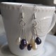 Silver Hook Earrings with Natural Pearl Pendants