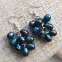 Silver Hook Earrings with Natural Black Pearls