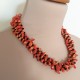 Natural Coral Necklace with Black Glass Beads