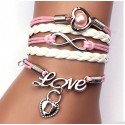 Infinity Love Heart Pearl Friendship PU Leather Bracelet