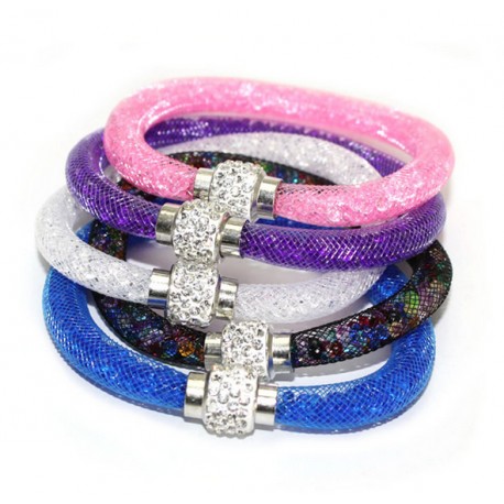 Stardust Mesh Bracelets With Crystal Filled and Magnetic Clasp