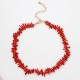 Natural Red Bamboo Coral Short Choker Necklace