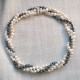 Twisted three Layers Necklace with White and Black Natural Pearls