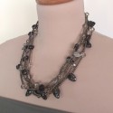 Black Blister Pearls Necklace with Crystals