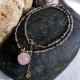 Natural Multi Color Tourmaline Beads Choker Necklace with Pink Quartz Apple Pendant