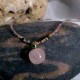 Natural Multi Color Tourmaline Beads Choker Necklace with Pink Quartz Apple Pendant