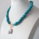 Turquoise Necklace with Imitation Keshi Pearl Pendant