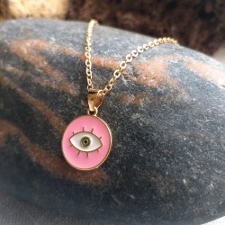 Pink Evil Eye Pendant Necklace for Women