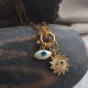 Stainless Steel Link Chain Necklace with Evil Eye Pendants