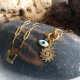 Stainless Steel Link Chain Necklace with Evil Eye Pendants
