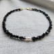 Natural Black Onyx Stone Chip Beads Choker Necklace with Freshwater Pearl